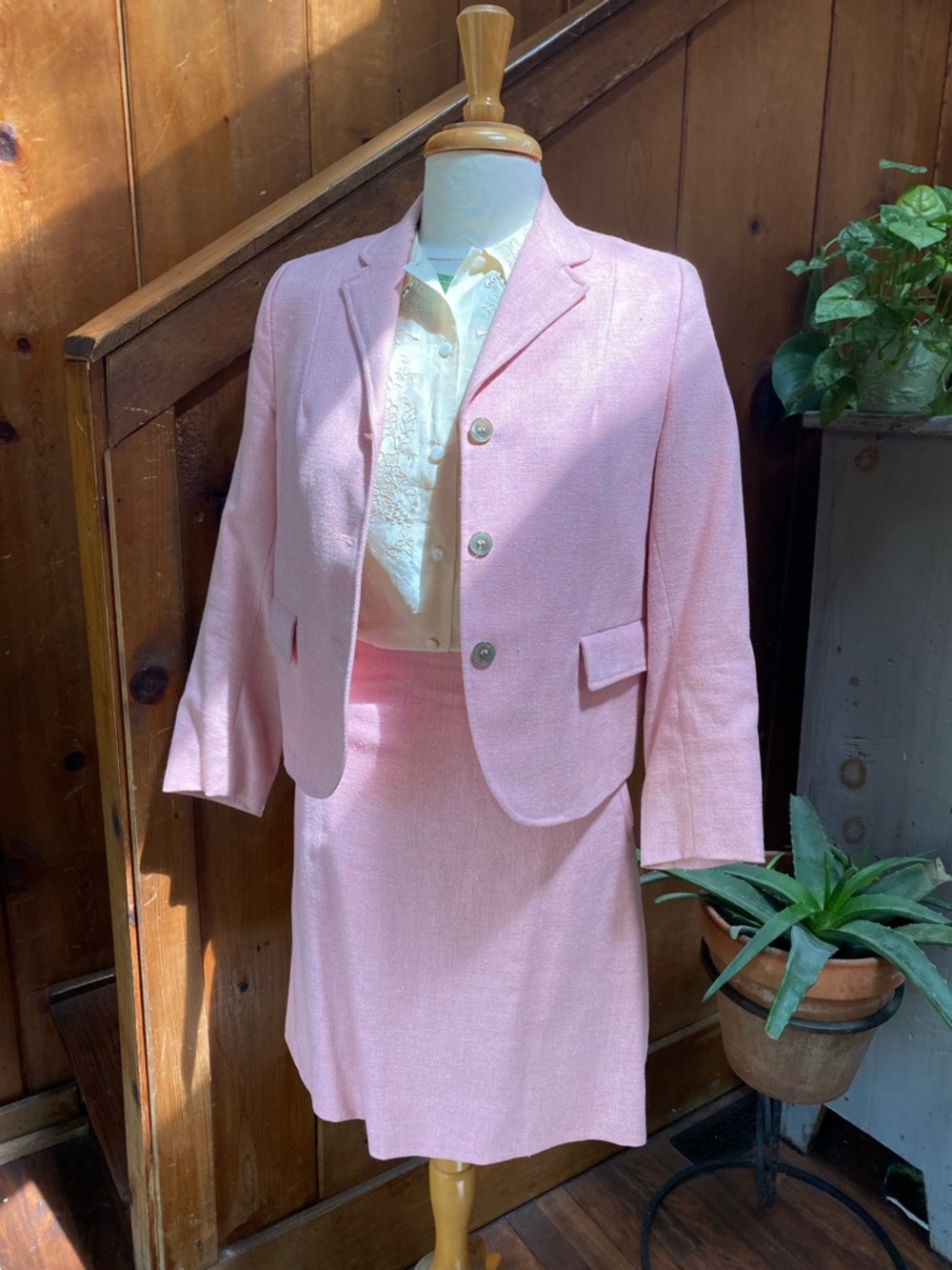 Vintage Handmade Pink Skirt Suit